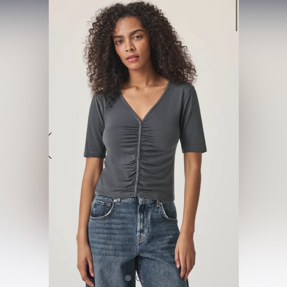 Splendid Yasmina Ruched Tee in Ink Size Medium